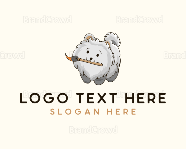 Cute Puppy Paintbrush Logo