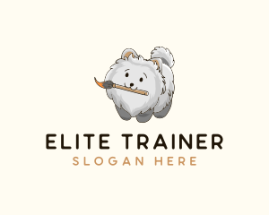 Cute Puppy Paintbrush logo design