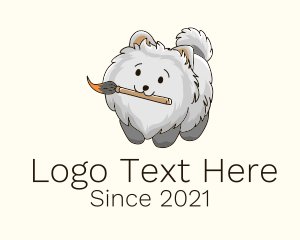 Paintbrush - Cute Puppy Paintbrush logo design