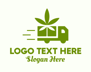 Green - Cannabis Leaf Truck logo design
