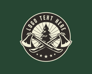 Pine - Axe Tree Logging logo design