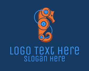 Bot - Tech Robot Seahorse logo design