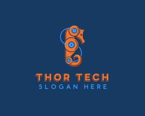 Tech Robot Seahorse logo design