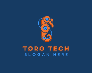 Tech Robot Seahorse logo design