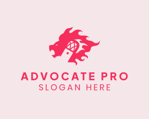 Advocate - Lion Flame Microphone logo design