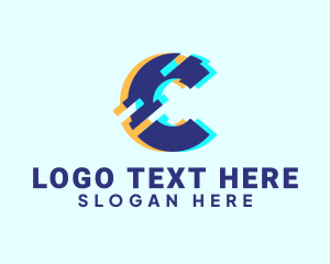 Three-dimensional - Animation Glitch Letter C logo design