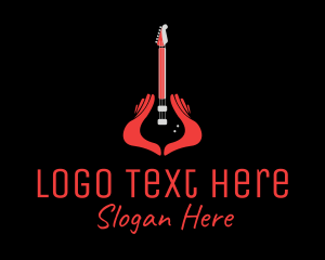 Rock And Roll - Guitar Hand Instrument logo design