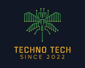 Techno - Tech Circuit Bug logo design