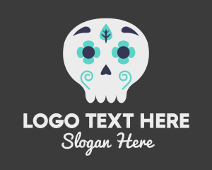 Taqueria - Leaf Floral Sugar Skull logo design