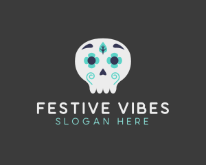 Festival - Floral Festive Skull logo design