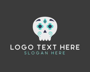 Mexican - Floral Festive Skull logo design