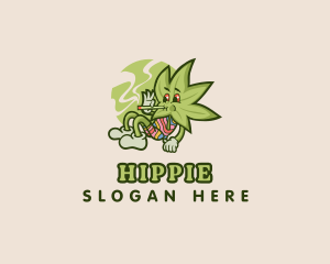 Hippie Smoking Weed logo design