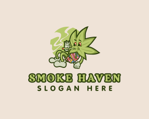 Hippie Smoking Weed logo design