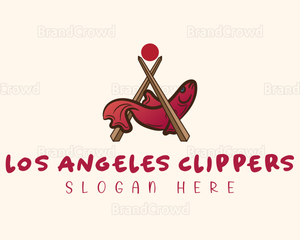 Fish Chopsticks Seafood Logo