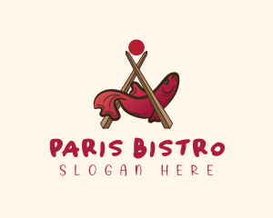 Fish Chopsticks Seafood logo design