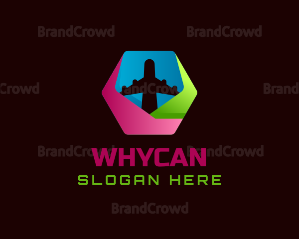 Colorful Hexagon Airplane Travel Logo