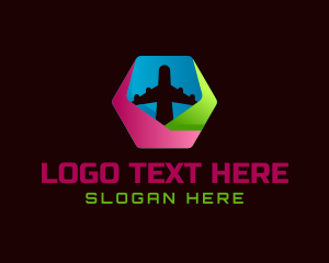 Plane - Colorful Hexagon Airplane Travel logo design