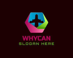 Colorful Hexagon Airplane Travel Logo