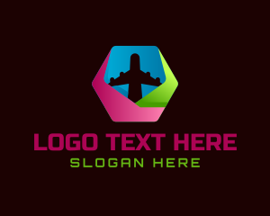 Colorful Hexagon Airplane Travel Logo