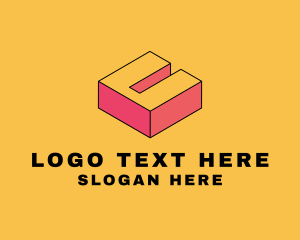 3D Pixel Isometric Letter U logo design