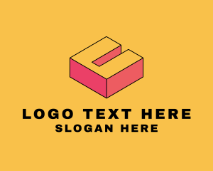 3D Pixel Isometric Letter U Logo
