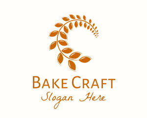 Brown Wheat Leaf logo design