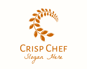 Brown Wheat Leaf logo design