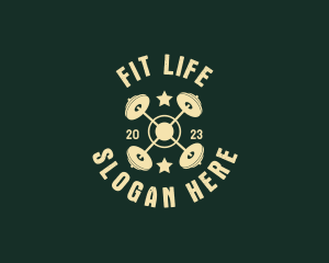 Fitness Gym Barbell logo design