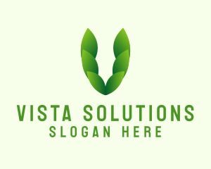 Green Gardening Letter V  logo design