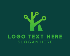 Telecommunication - Tree Technology Letter K logo design