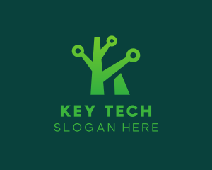 Tree Technology Letter K logo design