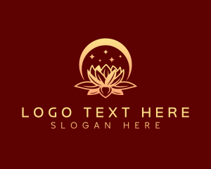 Lotus Flower - Lotus Flower Crescent Moon logo design