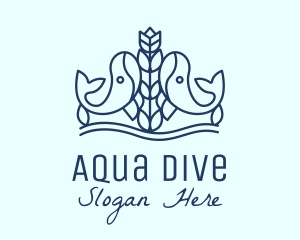 Diver - Blue Whale Flower logo design