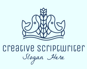 Blue Whale Flower logo design