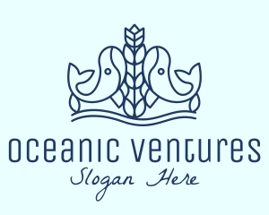 Blue Whale Flower logo design