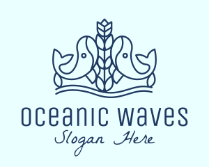 Marine Life - Blue Whale Flower logo design