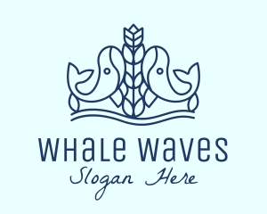 Blue Whale Flower logo design