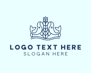 Blue Whale Flower logo design