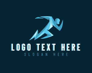 Lightning Bolt - Lightning Speed Human logo design