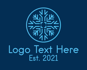 Cold - Snowflake Frost Badge logo design