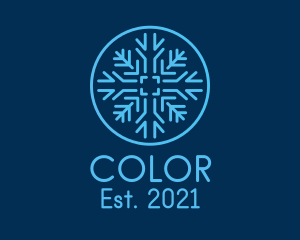 Cold - Snowflake Frost Badge logo design