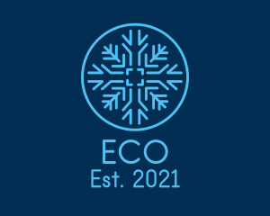 Holiday - Snowflake Frost Badge logo design