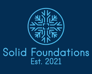 Christmas - Snowflake Frost Badge logo design