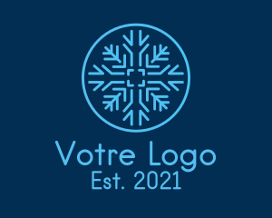 Winter - Snowflake Frost Badge logo design