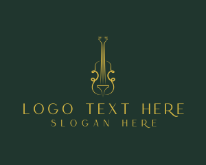 Fiddler - Violin Musical Instrument logo design