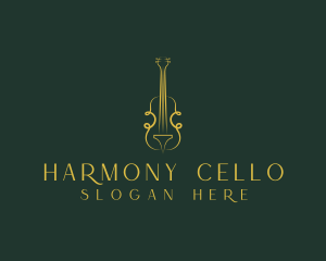 Cello - Violin Musical Instrument logo design