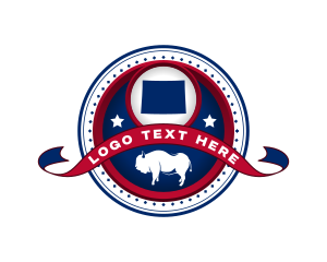 United States - Wyoming Map Bison logo design