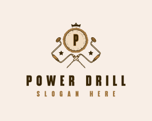 Carpentry Wood Drill logo design