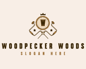 Carpentry Wood Drill logo design