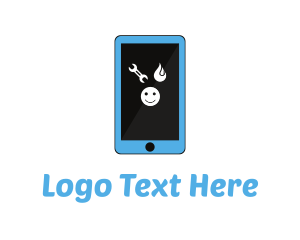 Smiley - Blue Smartphone Apps logo design